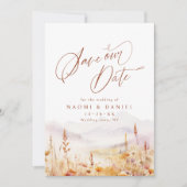 Waterverf Wilde Bloem Berg Rustieke Trouwdag Save The Date (Voorkant)