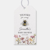 Waterverf Wilde Bloem & Bij Baby Shower Cadeaulabel (Voorkant)