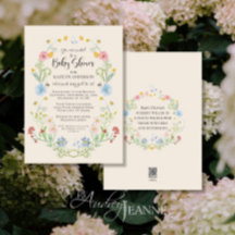 Waterverf Wilde Bloem Bijen Meisje Baby Shower