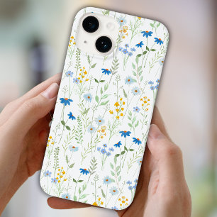 Waterverf Wilde Bloem Blauw Geel Case-Mate iPhone 14 Hoesje