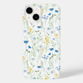 Waterverf Wilde Bloem Blauw Geel Case-Mate iPhone Case (Achterkant)