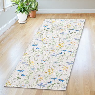 Waterverf Wilde Bloem Blauw Geel Yogamat