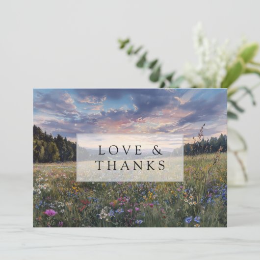 Waterverf Wilde Bloem Bloementuin Trouwfoto Bedankkaart (Staand voorkant)