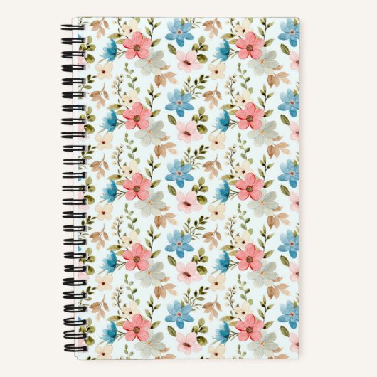 Waterverf Wilde Bloem Bloempatroon Notitieboek (Voorkant)
