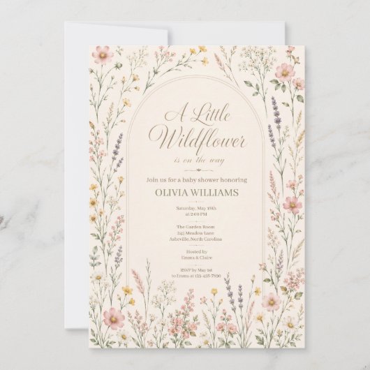 Waterverf Wilde Bloem Boho Baby Shower Kaart (Voorkant)