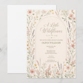 Waterverf Wilde Bloem Boho Baby Shower Kaart (Voorkant / Achterkant)