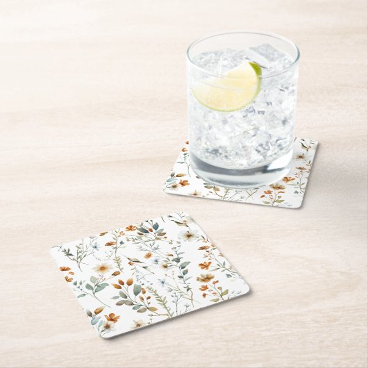 Waterverf wilde bloem Boho stijl Kartonnen Onderzetters (Insitu)