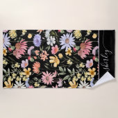 Waterverf Wilde Bloem Botanische Bloem Script Naam Strandlaken (Voorkant)