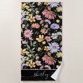 Waterverf Wilde Bloem Botanische Bloem Script Naam Strandlaken (Voorkant)