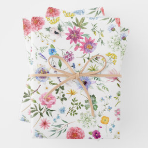 Waterverf Wilde Bloem Botanische Tuin Patroon Inpakpapier Vel