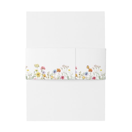 Waterverf Wilde bloem Boterfly Botanische bruiloft Uitnodigingen Wikkel (Achterkant Voorbeeld)