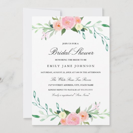 Waterverf Wilde bloem Bridal Shower Kaart (Voorkant)