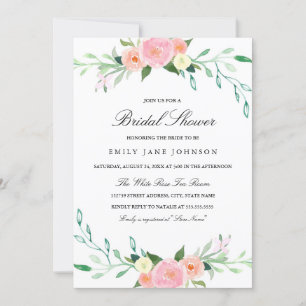 Waterverf Wilde bloem Bridal Shower Kaart