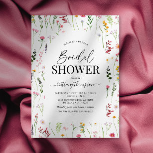 Waterverf Wilde bloem Bridal Shower Kaart