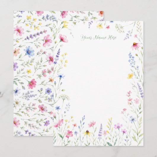 Waterverf Wilde Bloem Briefkaart Briefpapier (Voorkant / Achterkant)