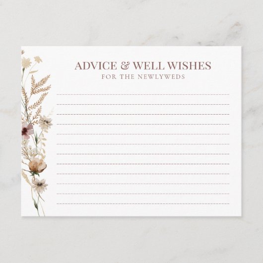 Waterverf Wilde Bloem Bruidsdouche Advieskaart Informatiekaartje (Voorkant)