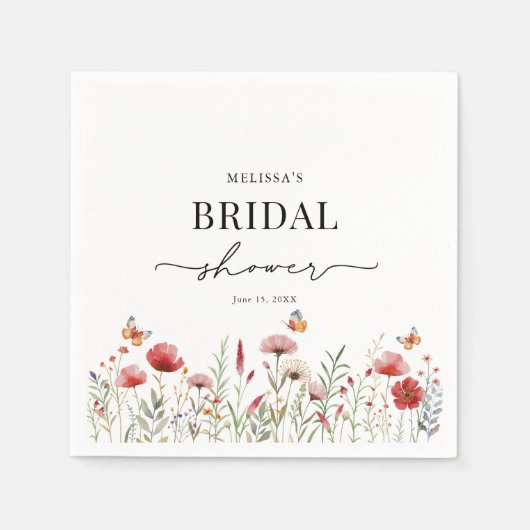 Waterverf Wilde Bloem Bruidsdouche Servet (Voorkant)