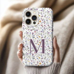 Waterverf Wilde Bloem Bruidsmeisje Aangepaste Init iPhone 15 Pro Case