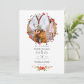 Waterverf Wilde Bloem Bruiloft Foto Bruiloft Kaart (Staand voorkant)