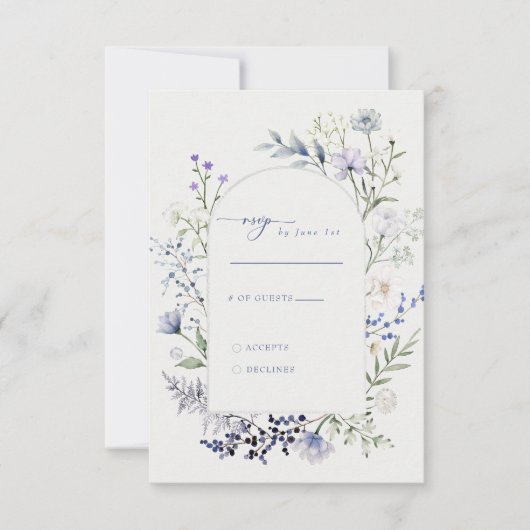 Waterverf Wilde Bloem Bruiloft RSVP Kaartje (Voorkant)