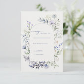 Waterverf Wilde Bloem Bruiloft RSVP Kaartje (Staand voorkant)