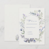 Waterverf Wilde Bloem Bruiloft RSVP Kaartje (Voorkant / Achterkant)