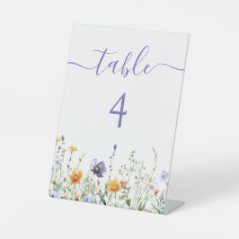 Waterverf Wilde Bloem Bruiloft Tafelnummer Reclamebord Met Voetstuk