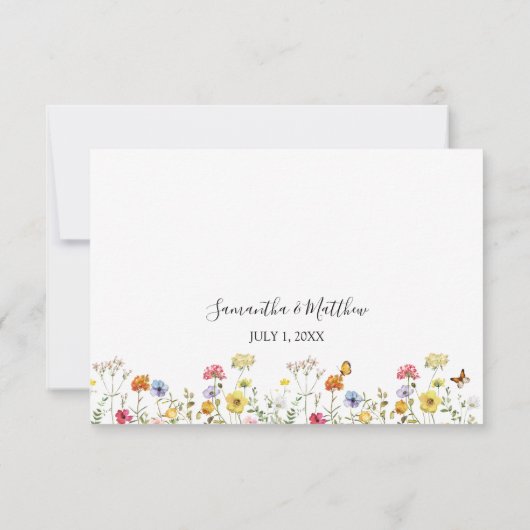 Waterverf Wilde bloem & Butterflies Botanisch RSVP Kaartje (Achterkant)