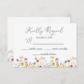 Waterverf Wilde bloem & Butterflies Botanisch RSVP Kaartje (Voorkant / Achterkant)