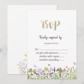 Waterverf Wilde bloem Butterflies RSVP Kaart (Voorkant / Achterkant)