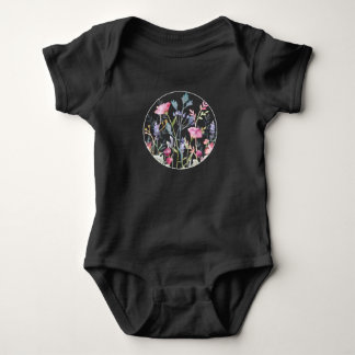 Waterverf Wilde Bloem Cirkel Baby Fijne Jersey Bod Romper