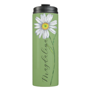 Waterverf Wilde bloem Daisy Elegant Script Name Thermosbeker