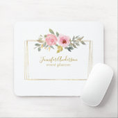 Waterverf Wilde bloem Duw Blush Roze Floral Muismat (Met muis)