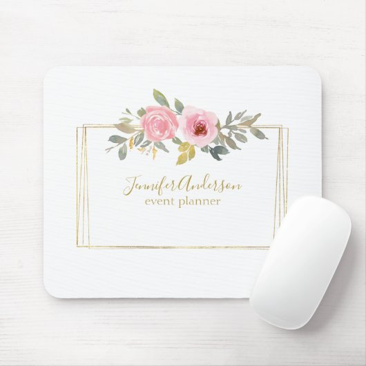 Waterverf Wilde bloem Duw Blush Roze Floral Muismat (Met muis)