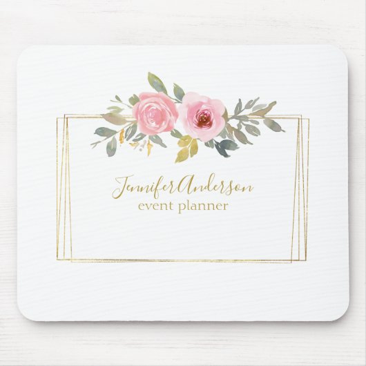 Waterverf Wilde bloem Duw Blush Roze Floral Muismat (Voorkant)