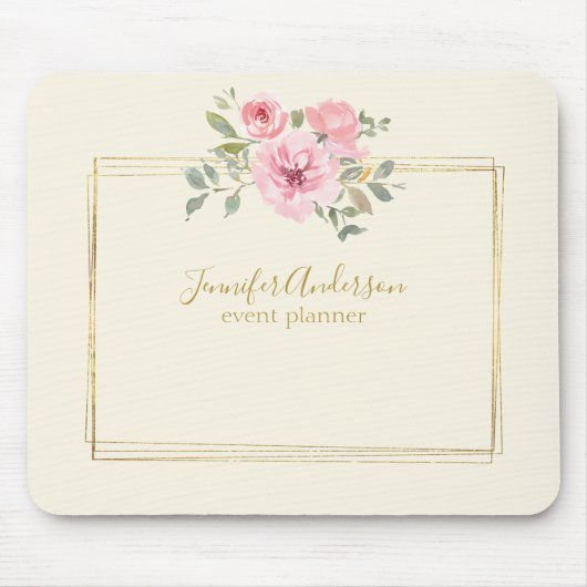 Waterverf Wilde bloem Duw Blush Roze Floral Muismat (Voorkant)