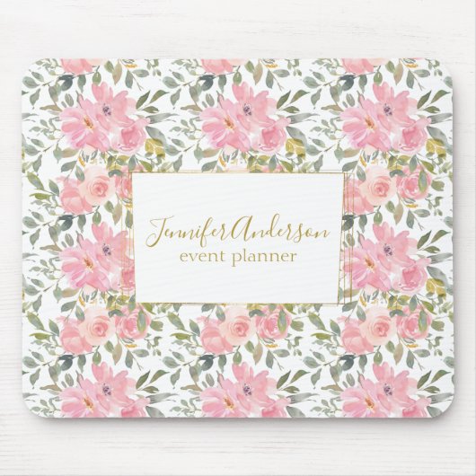 Waterverf Wilde bloem Duw Blush Roze Floral Muismat (Voorkant)