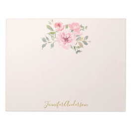 Waterverf Wilde bloem Duw Blush Roze Floral Notitieblok