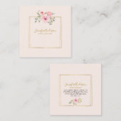 Waterverf Wilde bloem Duw Blush Roze Floral Vierkante Visitekaartje (Voorkant / Achterkant)
