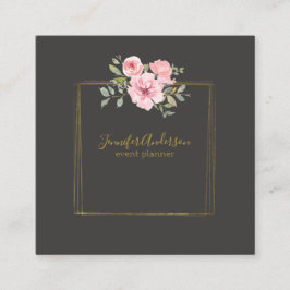 Waterverf Wilde bloem Duw Blush Roze Floral Vierkante Visitekaartje