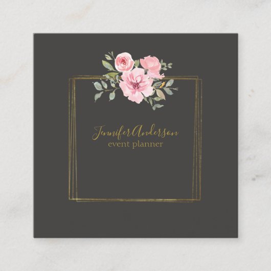 Waterverf Wilde bloem Duw Blush Roze Floral Vierkante Visitekaartje (Voorkant)