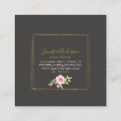 Waterverf Wilde bloem Duw Blush Roze Floral Vierkante Visitekaartje (Achterkant)