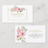 Waterverf Wilde bloem Duw Blush Roze Floral Visitekaartje (Voorkant / Achterkant)