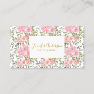Waterverf Wilde bloem Duw Blush Roze Floral Visitekaartje