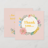 Waterverf Wilde bloem, eerste geboorte Bedankkaart (Voorkant / Achterkant)