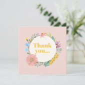 Waterverf Wilde bloem, eerste geboorte Bedankkaart (Staand voorkant)