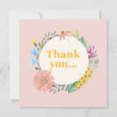 Waterverf Wilde bloem, eerste geboorte Bedankkaart (Voorkant)