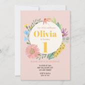 Waterverf Wilde bloem, eerste geboorte Kaart (Voorkant)