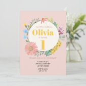 Waterverf Wilde bloem, eerste geboorte Kaart (Staand voorkant)