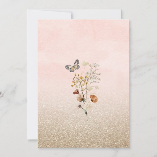 Waterverf wilde bloem en vlinder kaart (Achterkant)